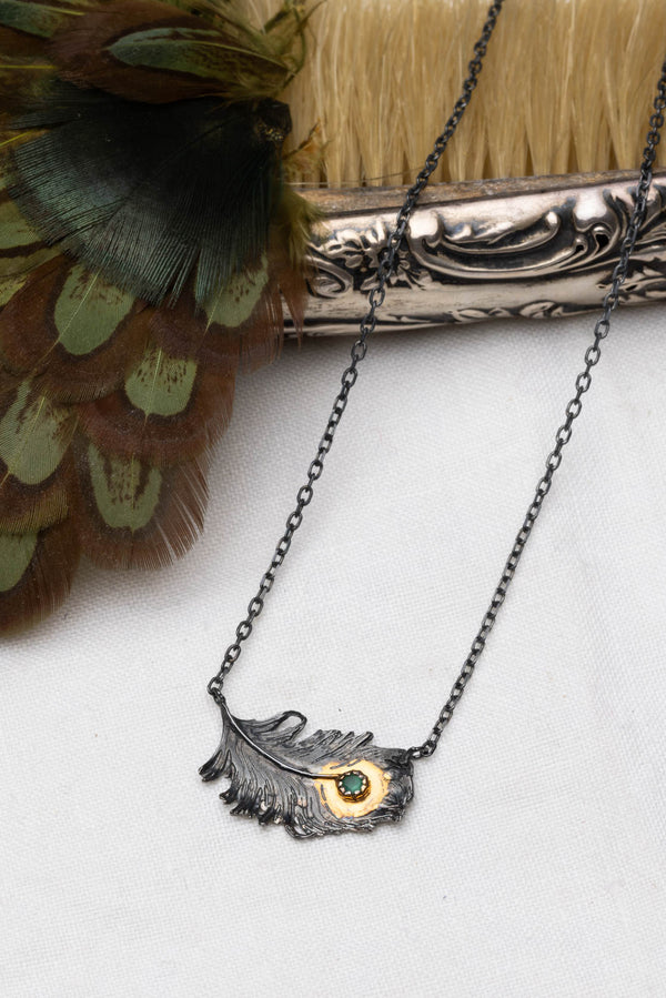 Peacock Feather Pendant - amanda coleman jewellery
