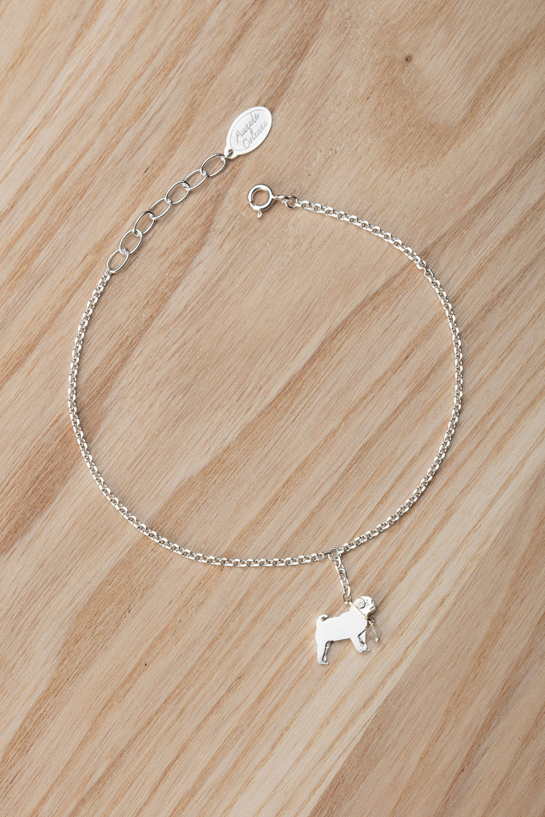 Sterling Silver Pug Bracelet 