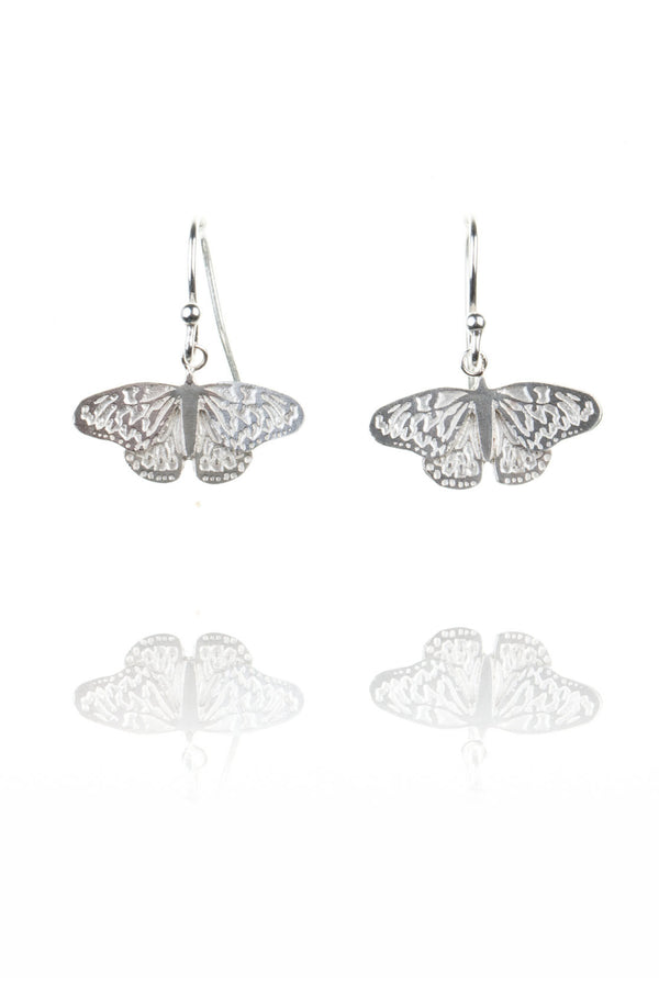 Silver dangle hot sale butterfly earrings