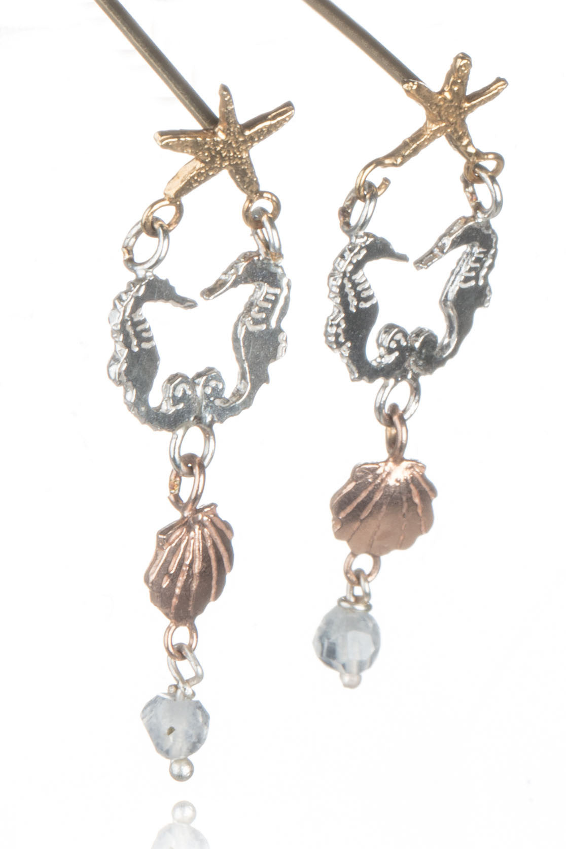 Double Seahorse Drop Earrings