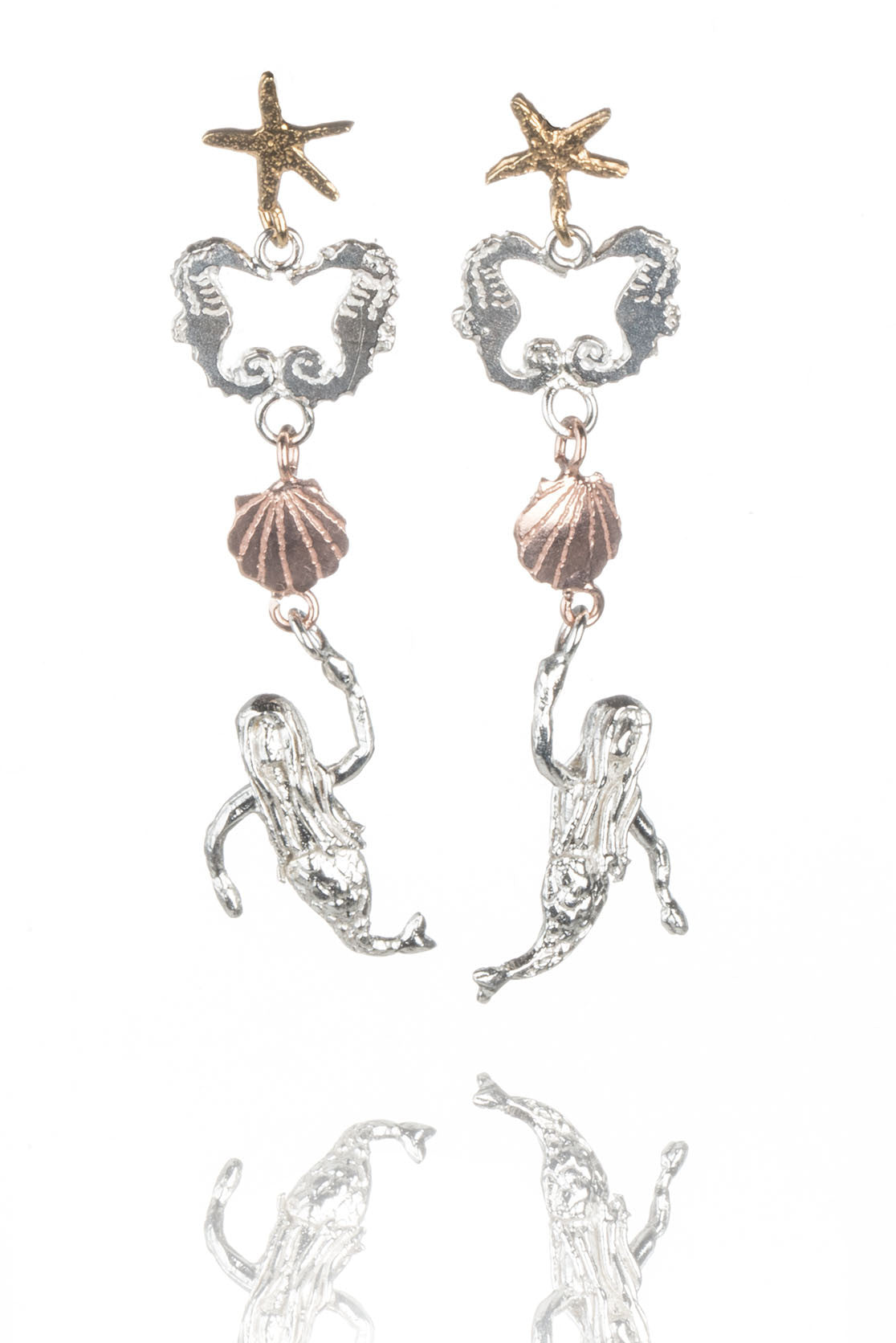 Seahorse And Mermaid Drop Earrings
