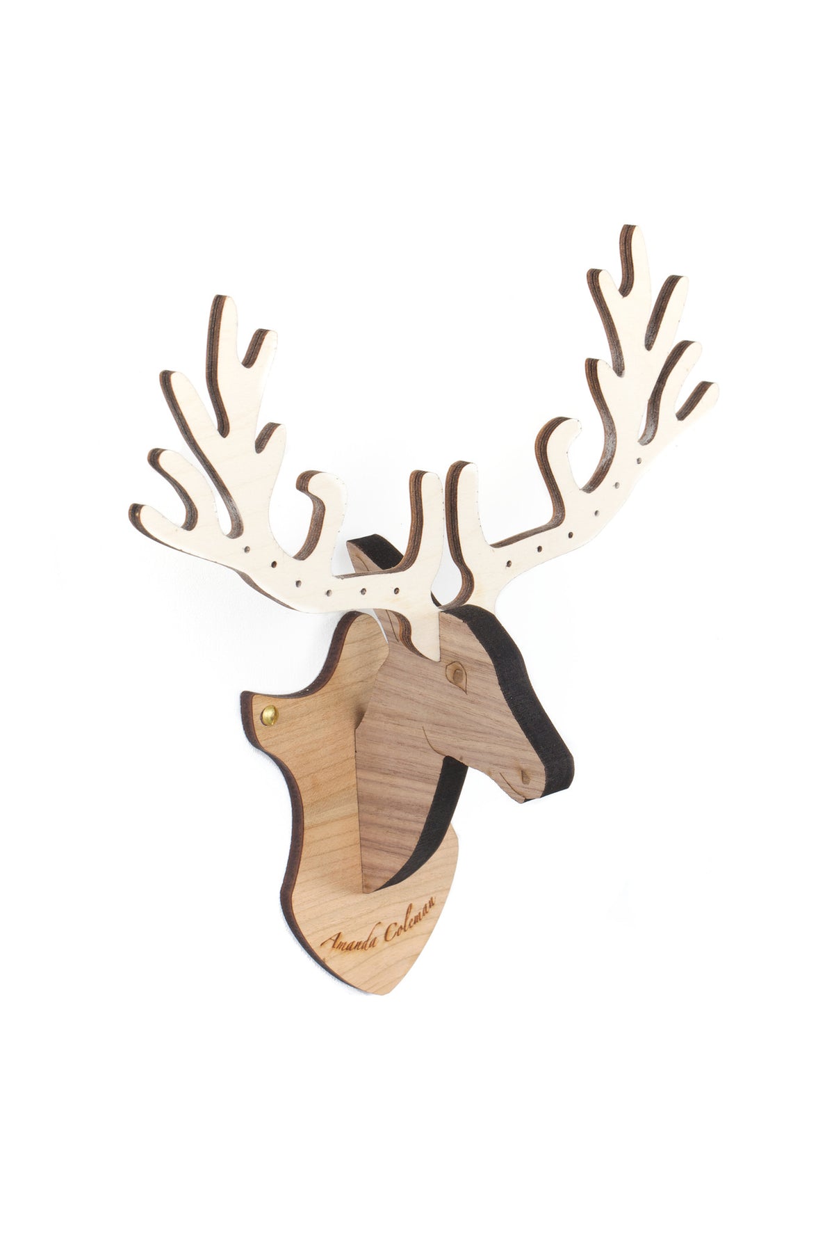 Wooden Wall Mounted Deer Head Jewellery Stand  