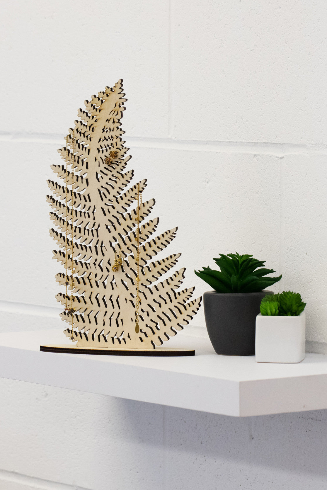 Gold fern leaf jewellery stand in size large (height - 31.5cm)