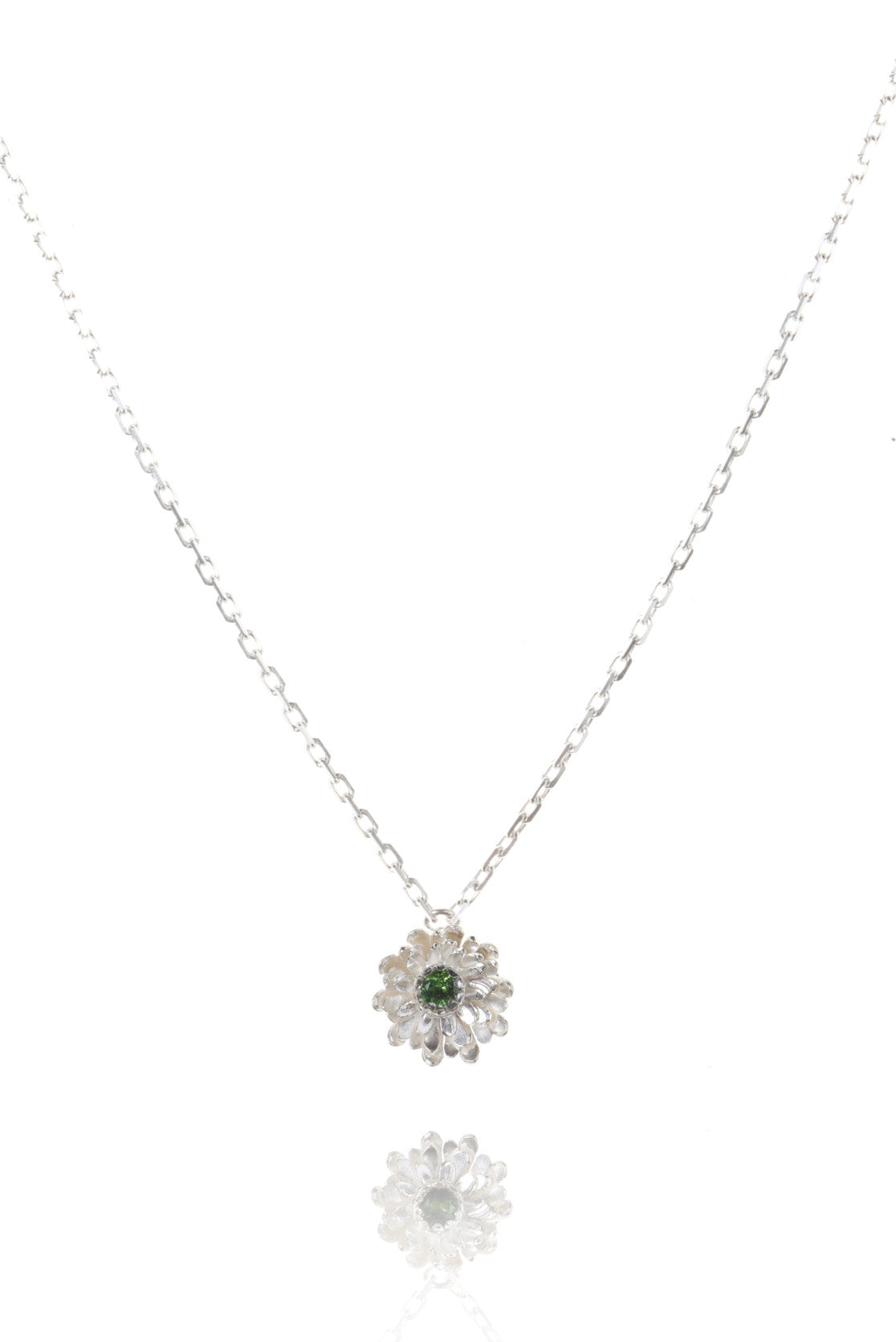 Sterling silver with green tourmaline  Dahlia Necklace