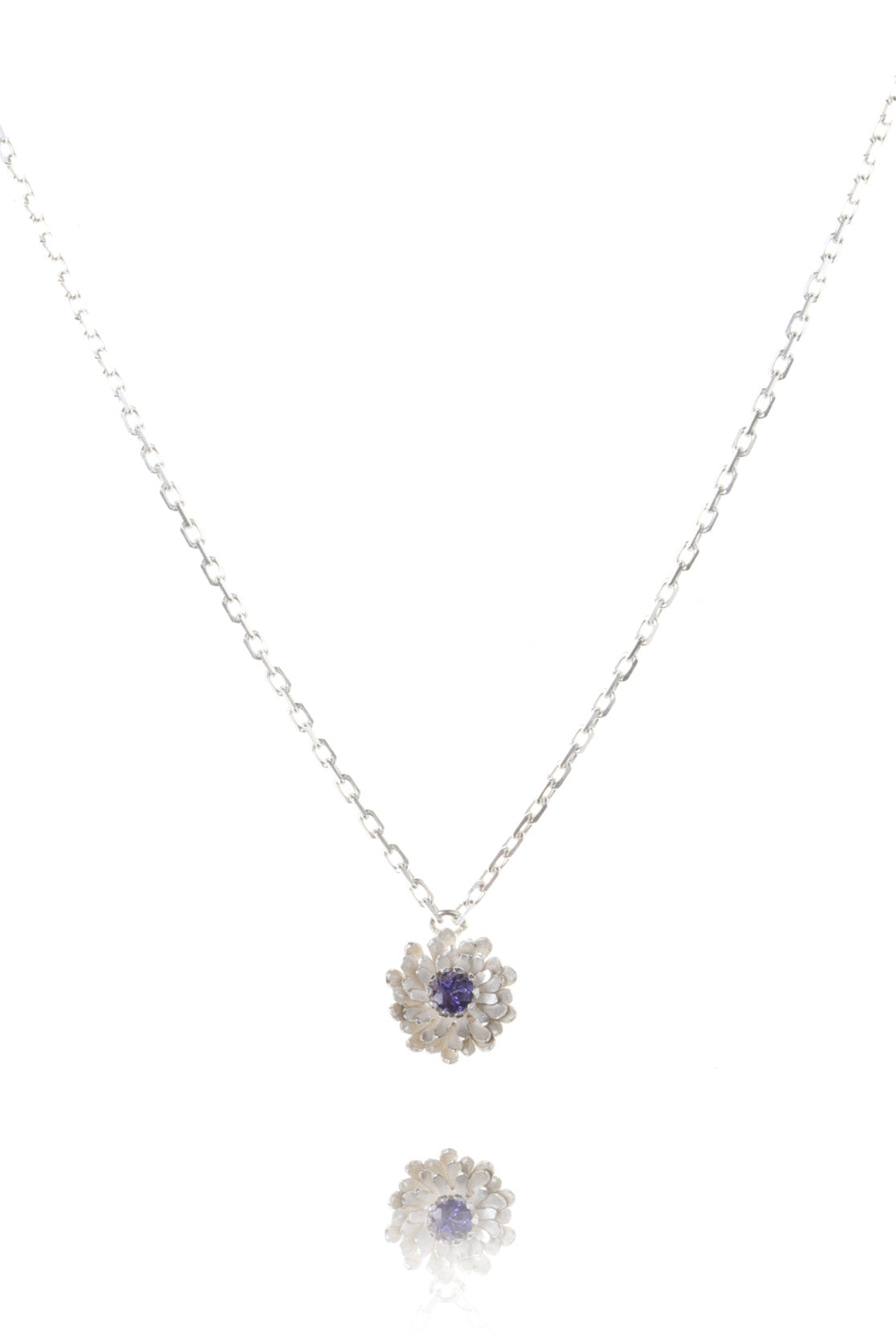Sterling Silver with iolite Dahlia Necklace