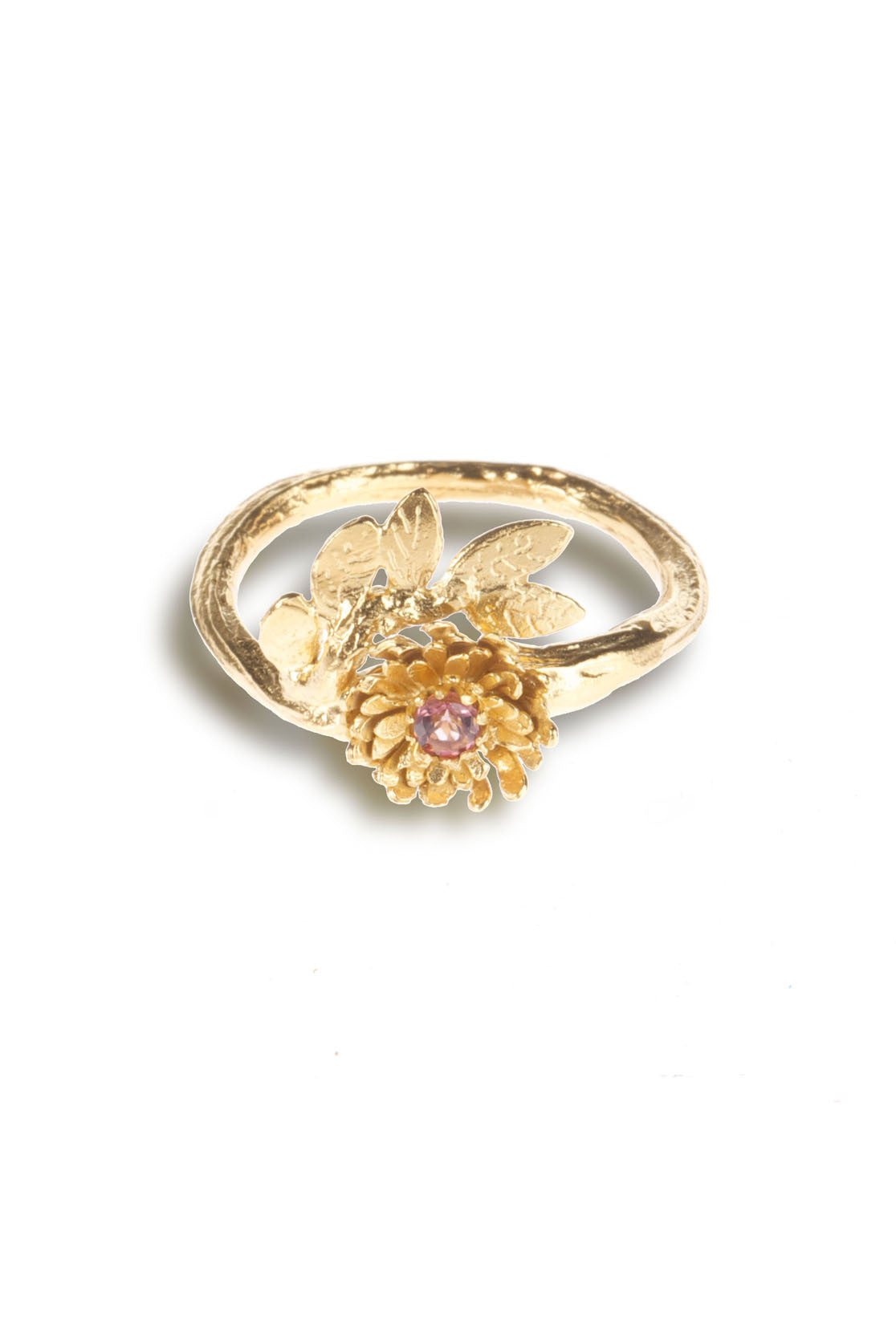 Handmade gold dahlia ring