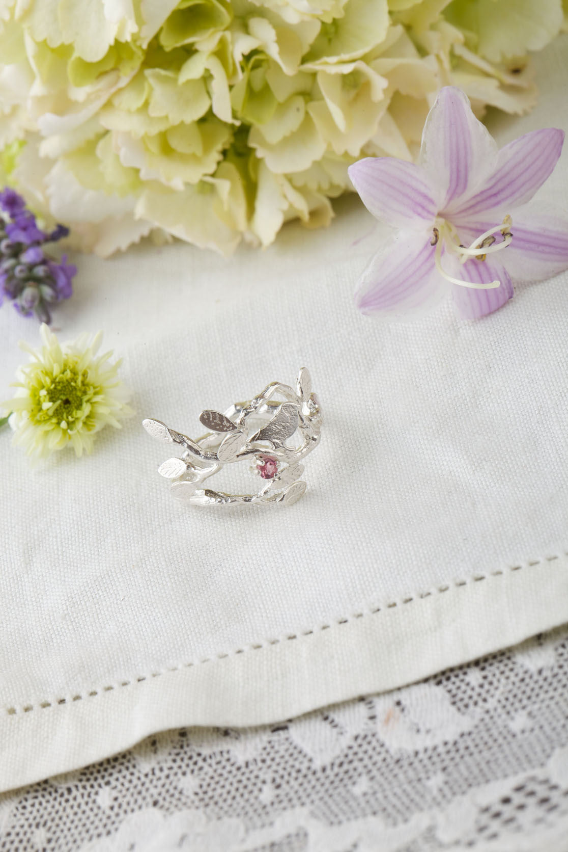 Bird and Leaves Ring