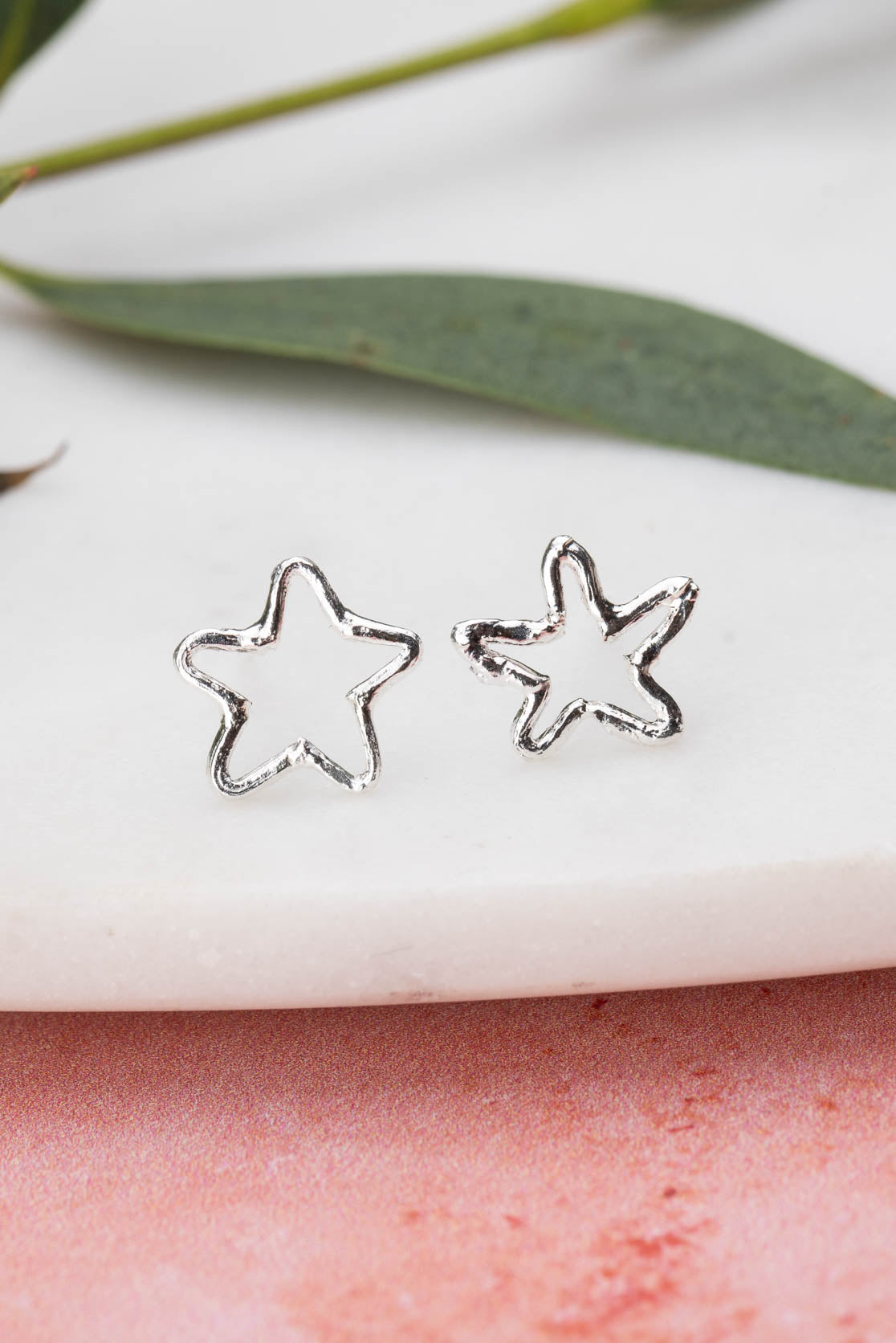 Silver &amp; Gold Vermeil Twig Star Stud Earrings