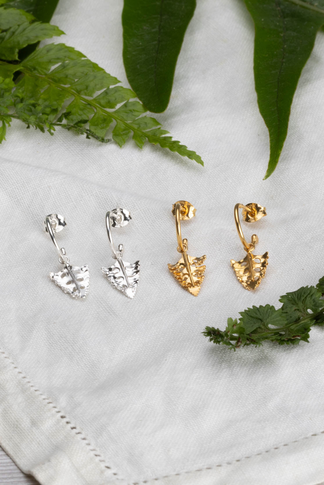 Handmade Mini Arts And Crafts Leaves Hoop Earrings amanda