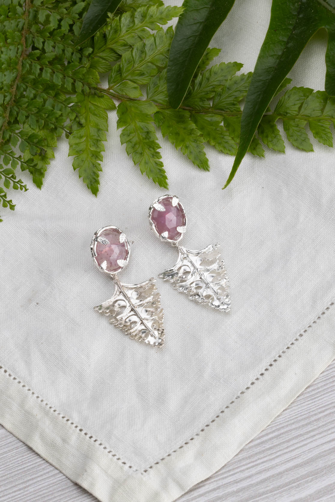 Botanical Nest Earrings With Arts And Crafts Leaf Drop