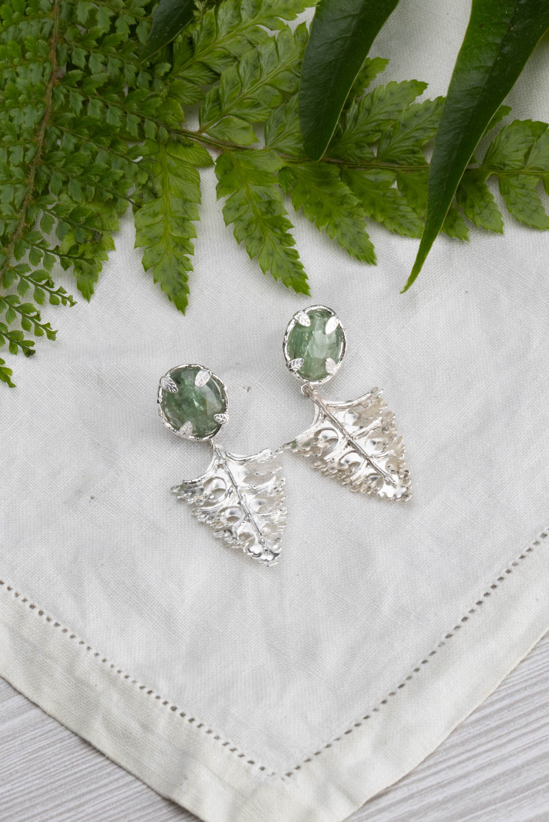 Botanical Nest Earrings With Arts And Crafts Leaf Drop