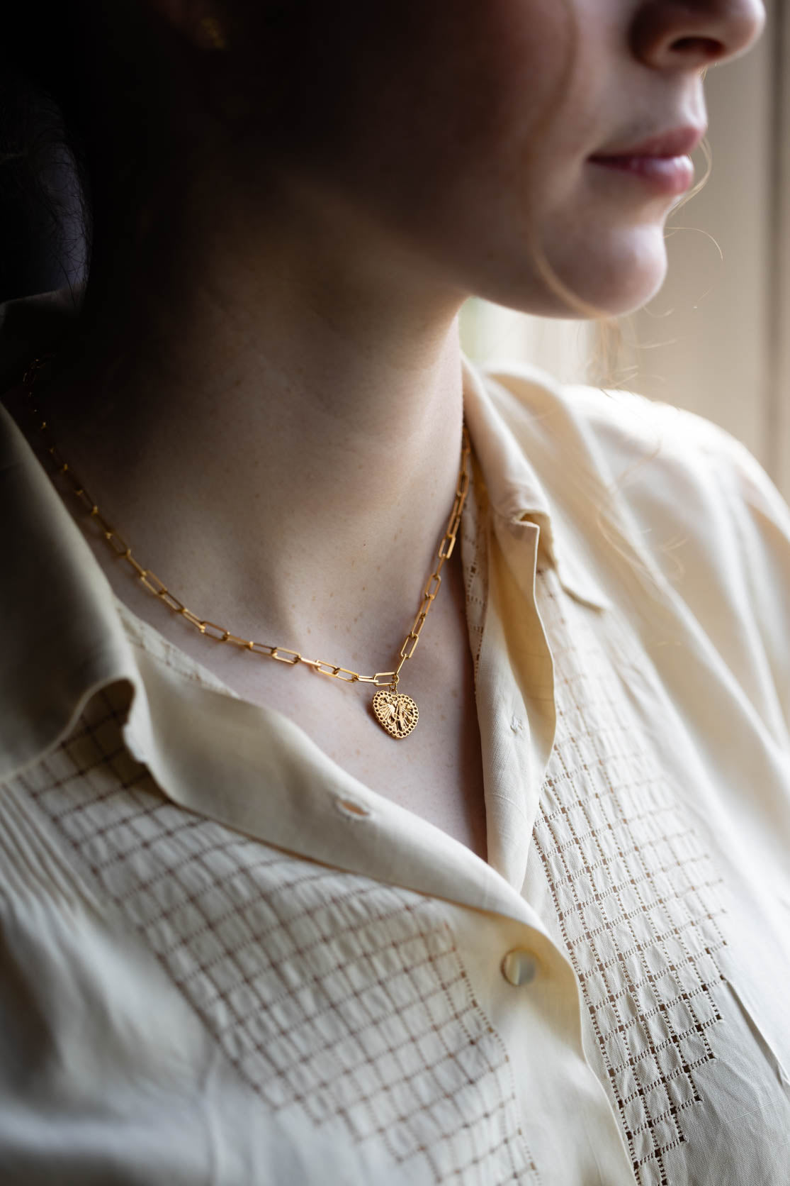 Love Letter Necklace on Paper Clip Chain
