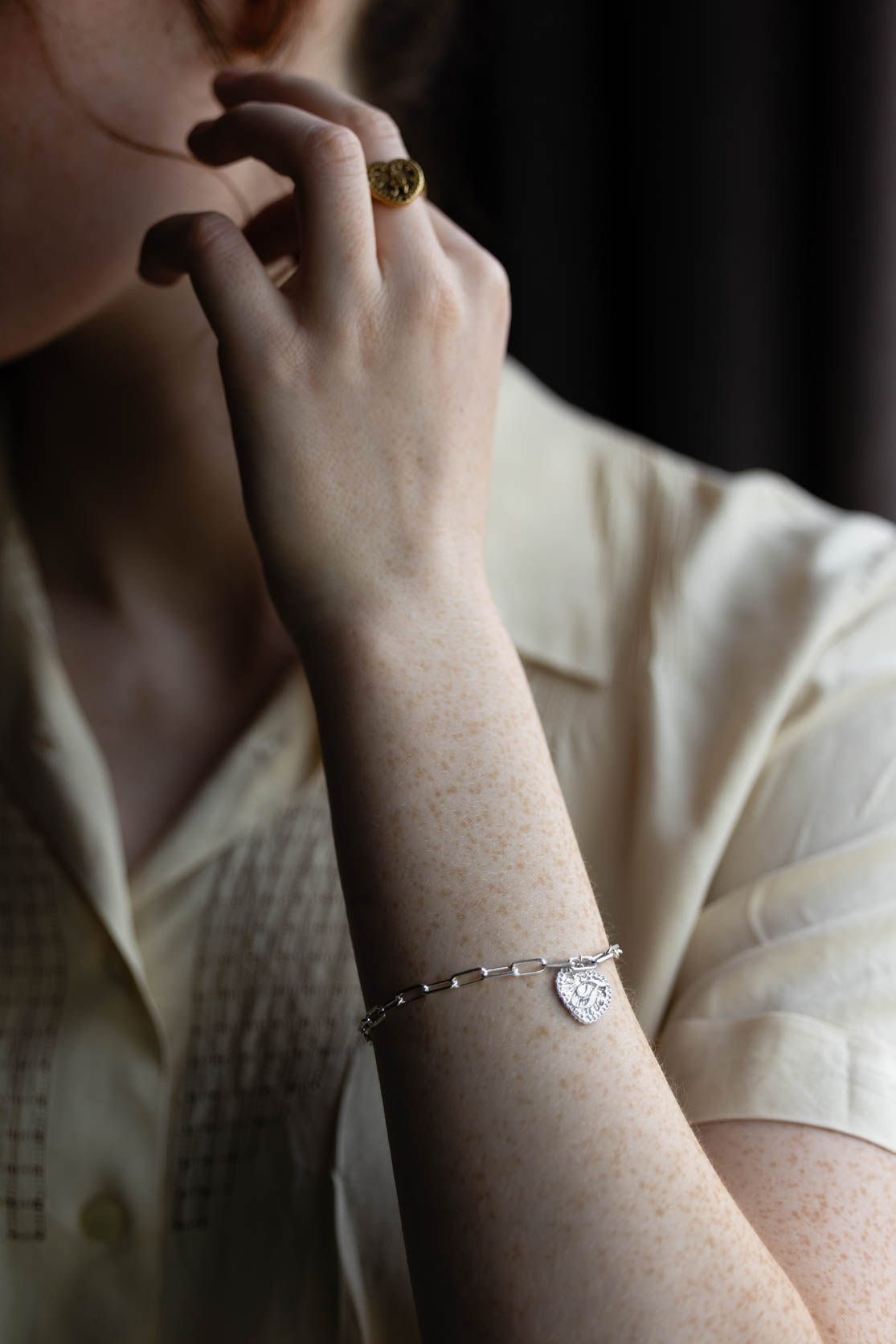 Love Letter Initial Bracelet on Paper Clip Chain