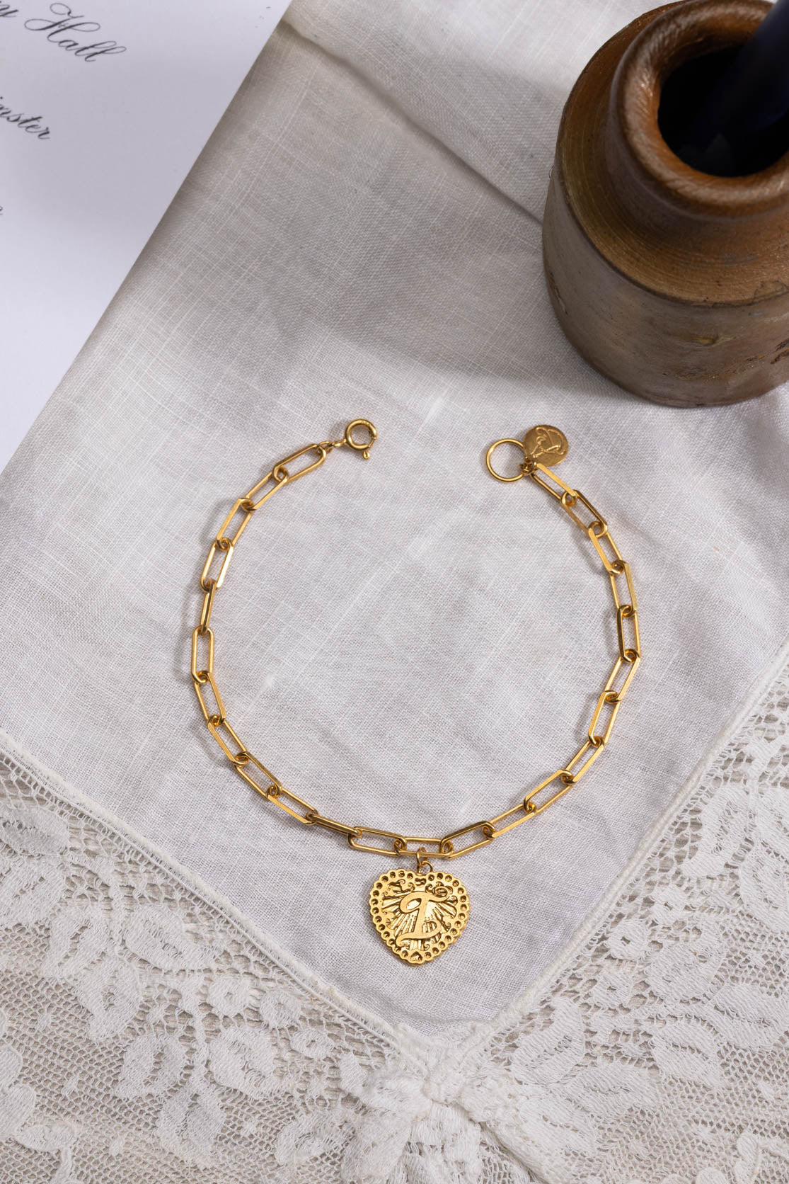 Love Letter Initial Bracelet on Paper Clip Chain