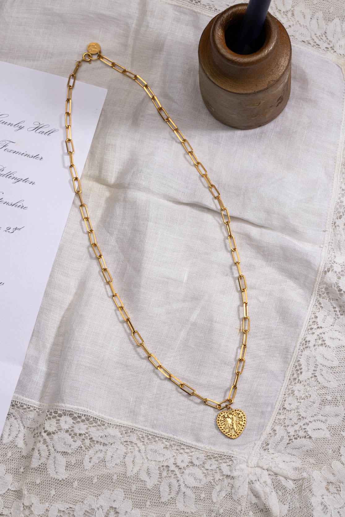 Love Letter Necklace on Paper Clip Chain