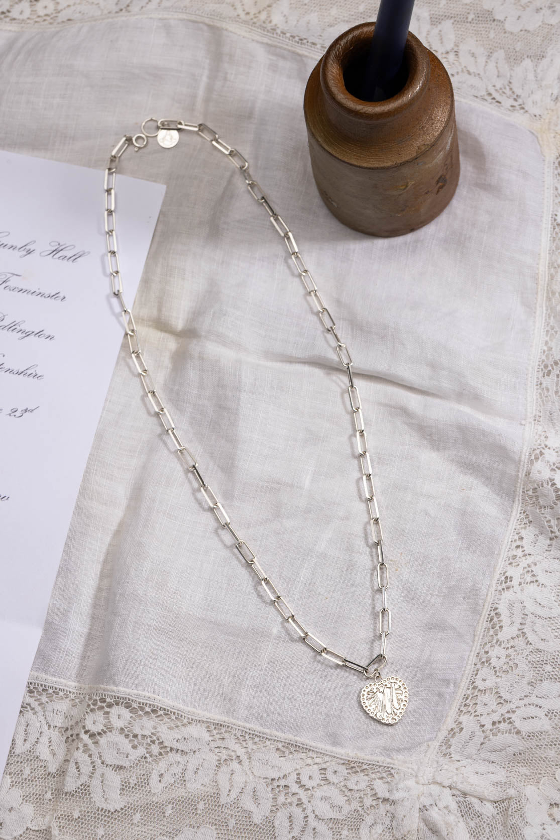 Love Letter Necklace on Paper Clip Chain