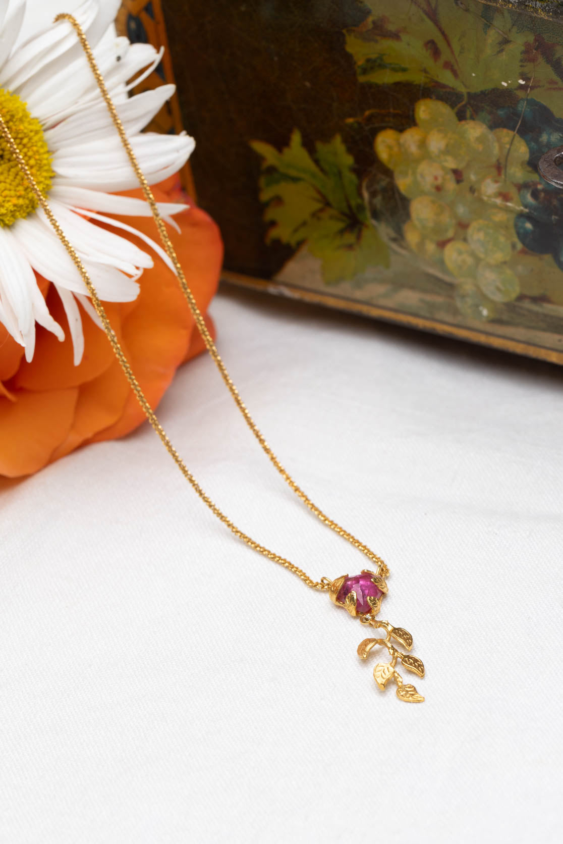 Pink Tourmaline And Vine Necklace
