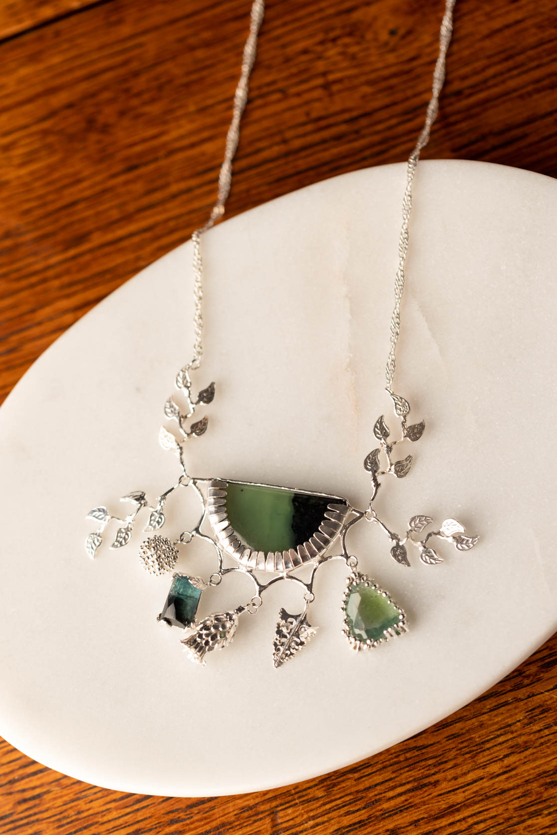 Tourmaline And Agate Forest Charm Necklace