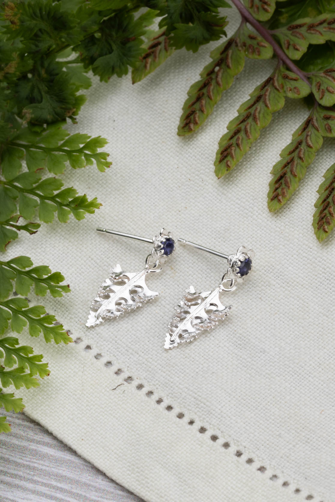 Mini Arts And Crafts Leaf And Forget Me Not Earrings