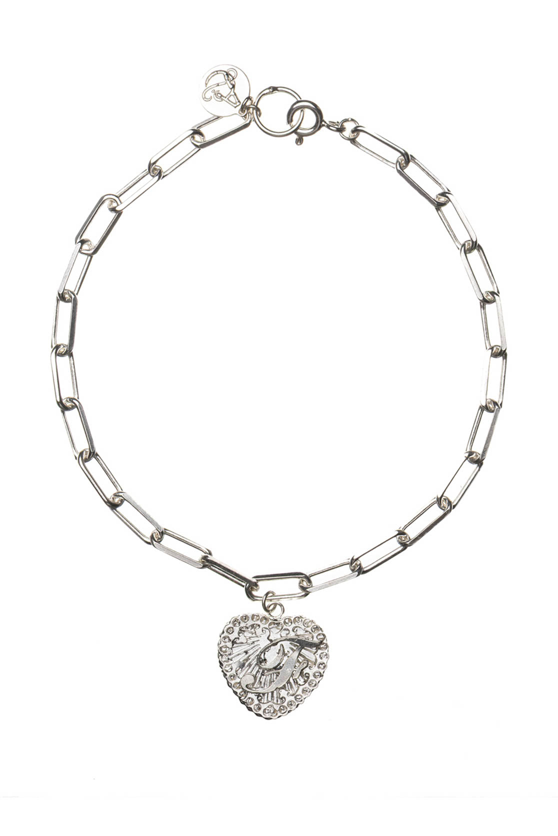 Love Letter Initial Bracelet on Paper Clip Chain