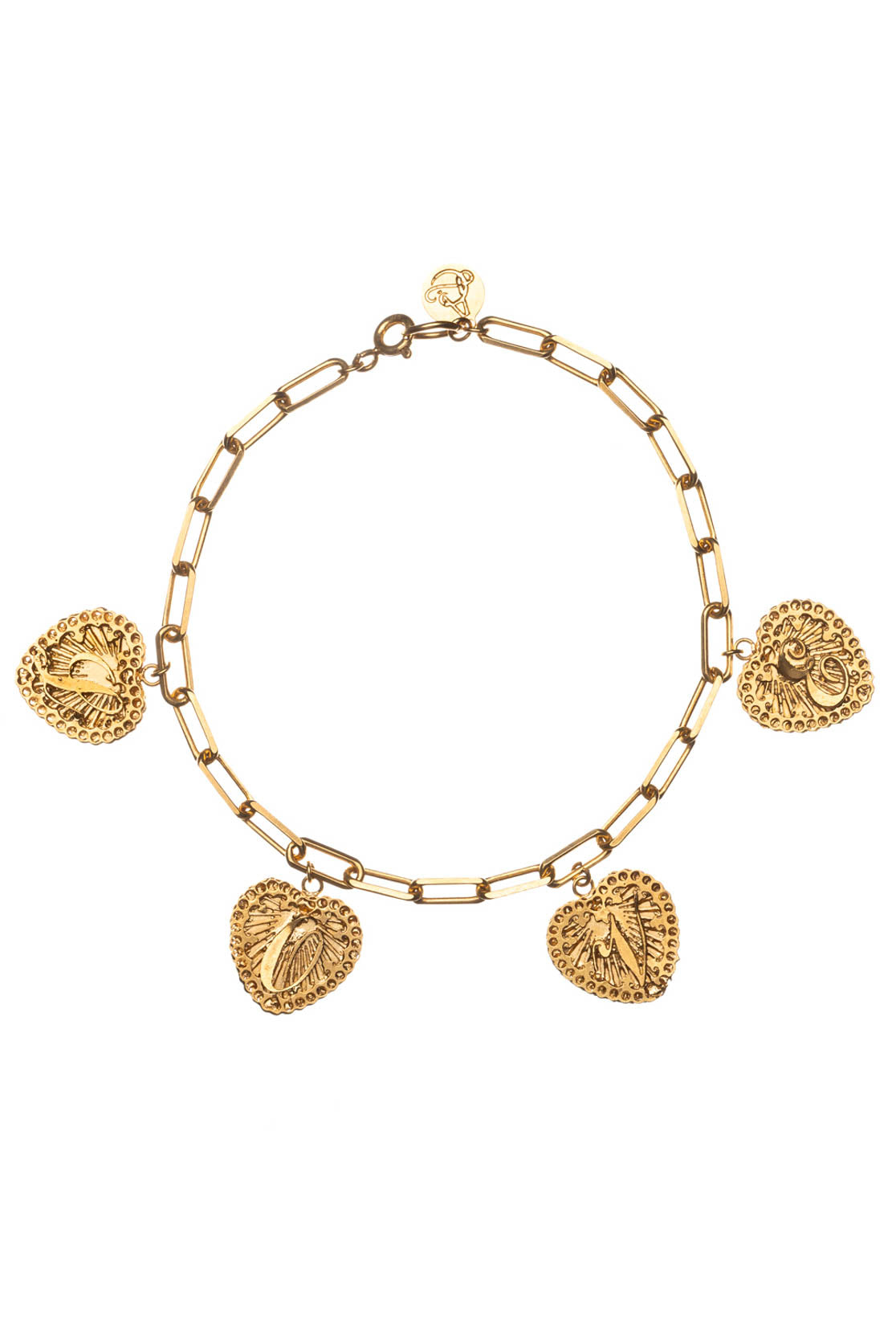 Multi Hearts Love Letter Initial Bracelet on Paper Clip Chain