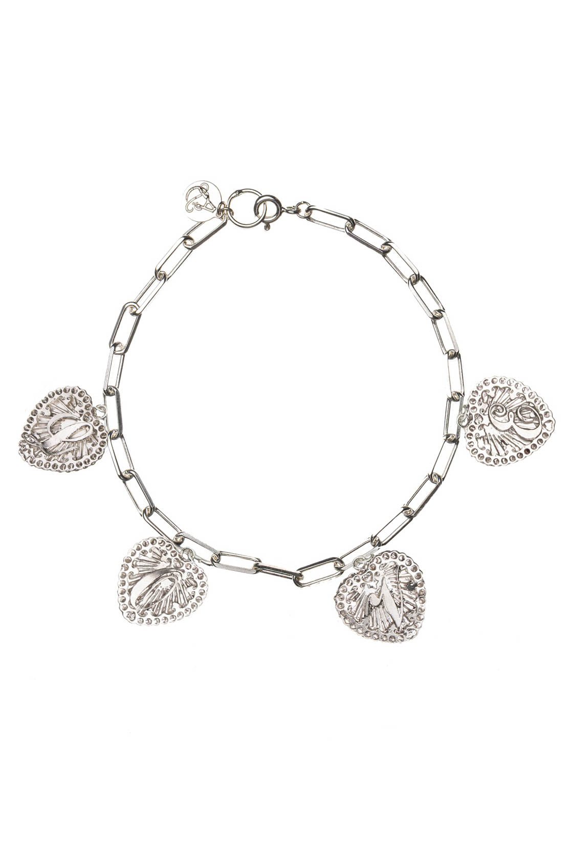 Multi Hearts Love Letter Initial Bracelet on Paper Clip Chain