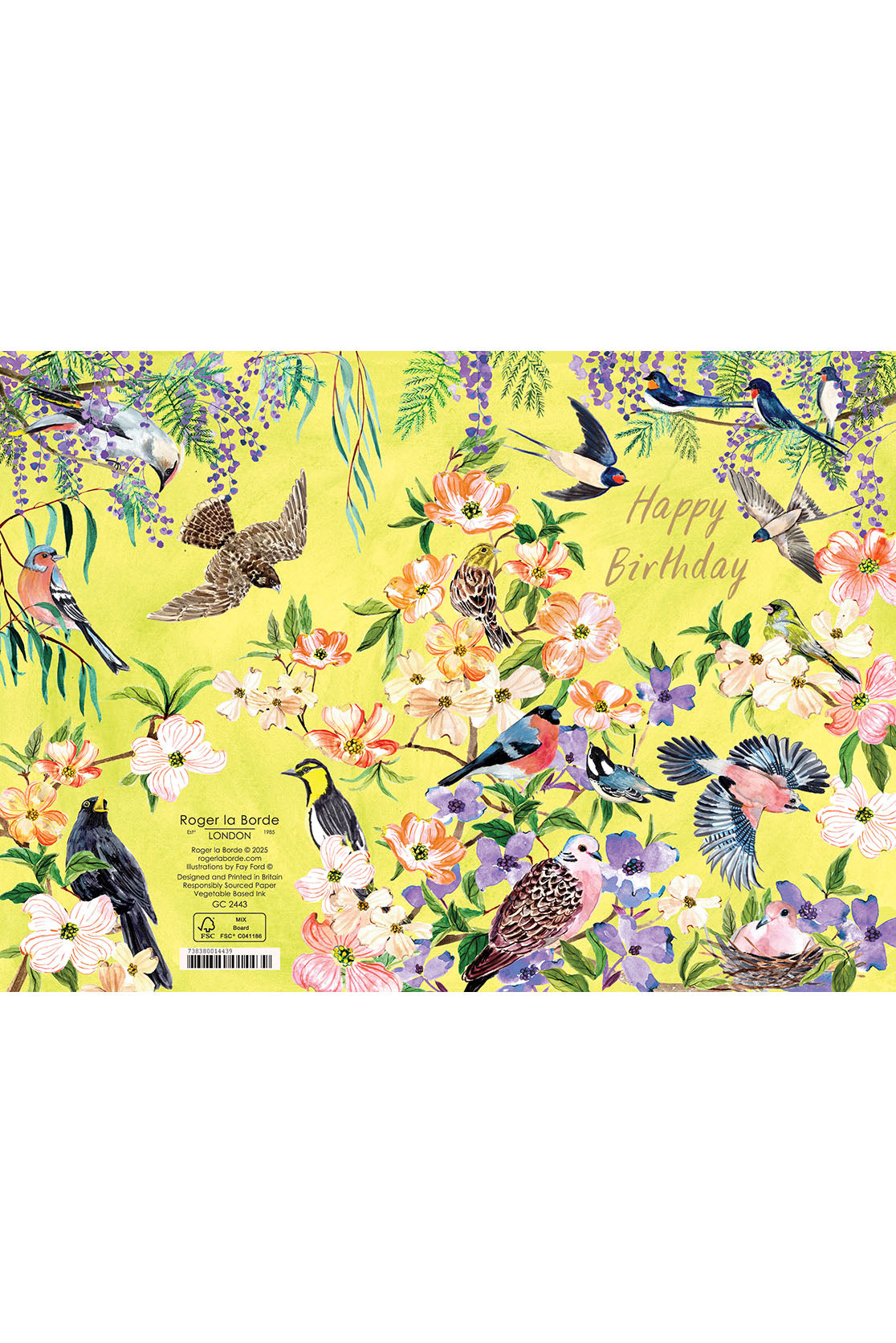 Birds in Flower Garden Greeting Card