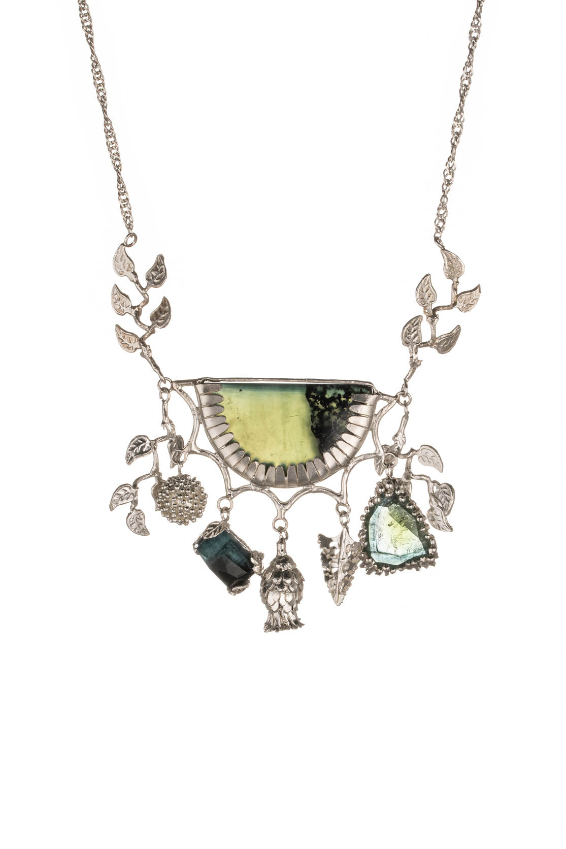 Tourmaline And Agate Forest Charm Necklace