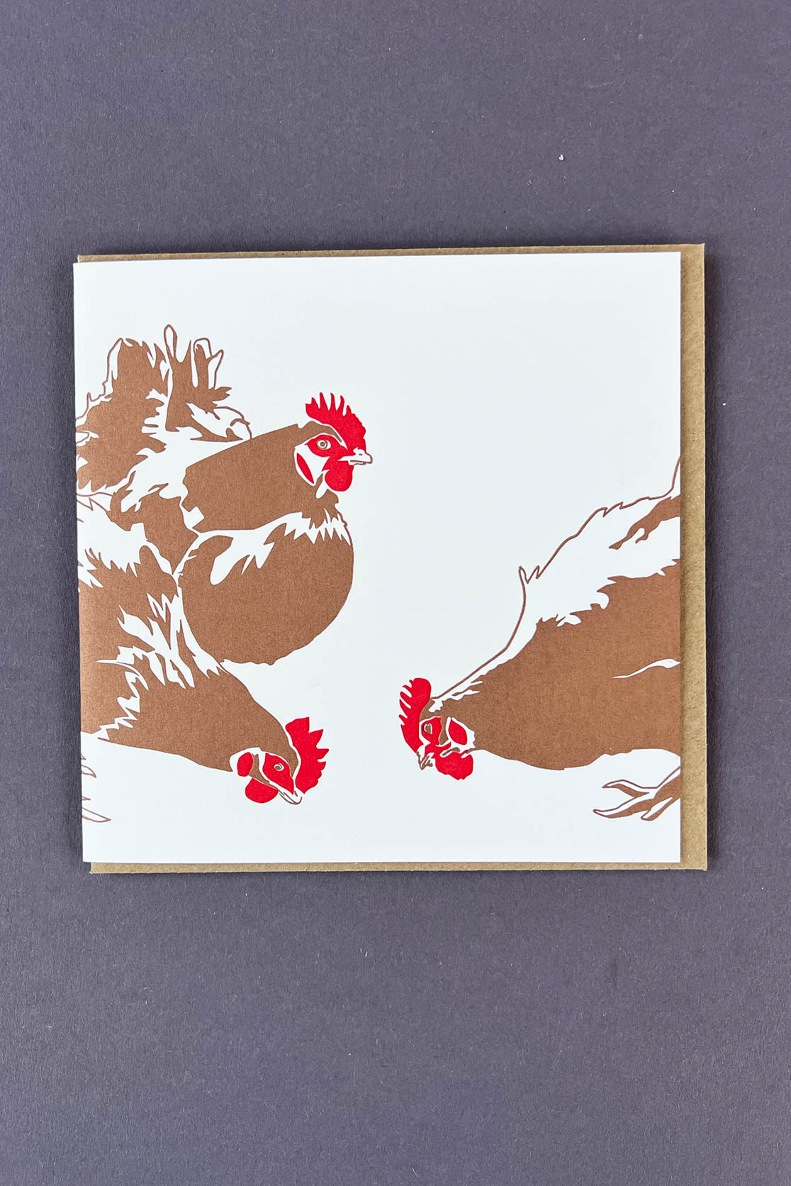 Three Hens Letterpress Greetings Card