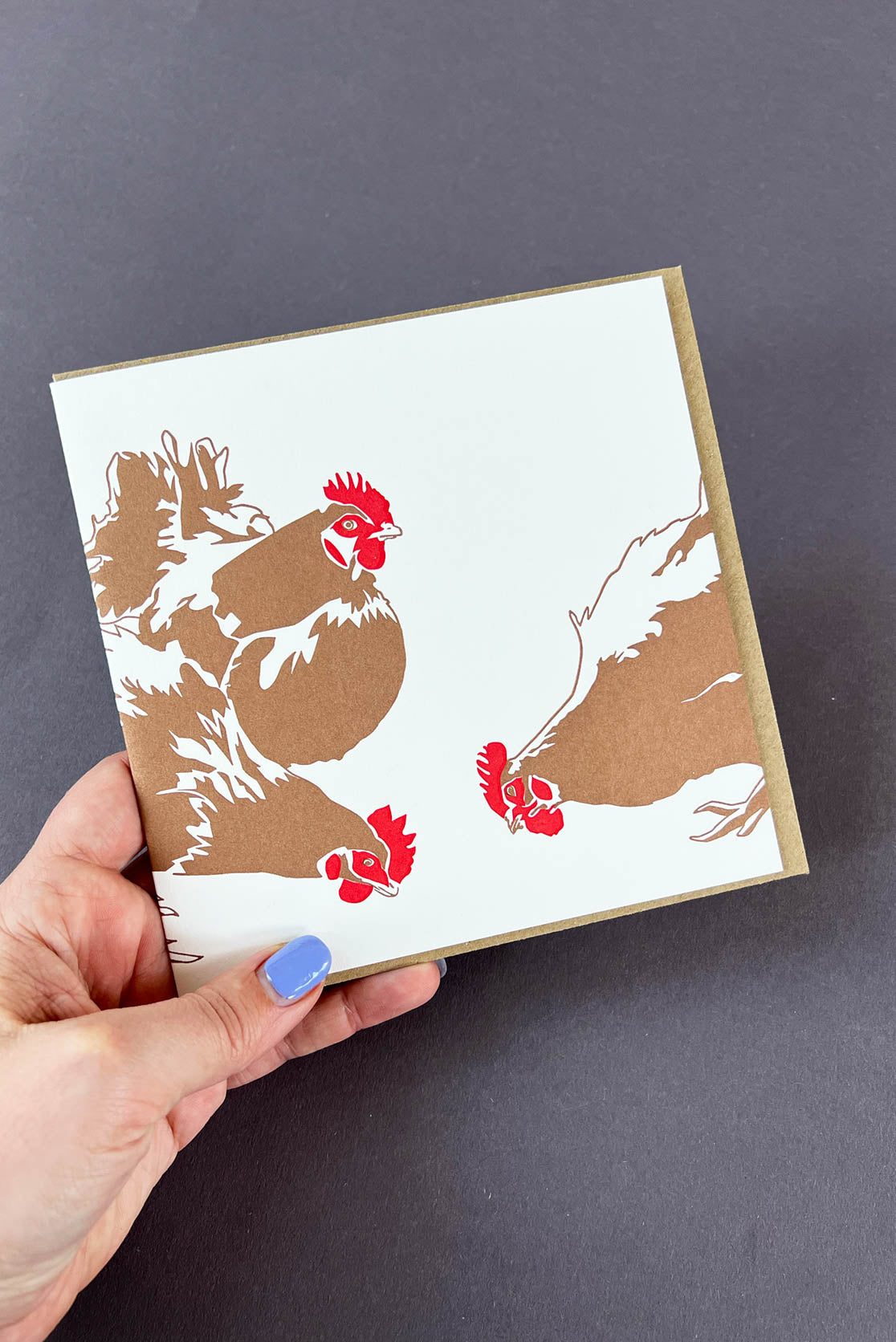 Three Hens Letterpress Greetings Card