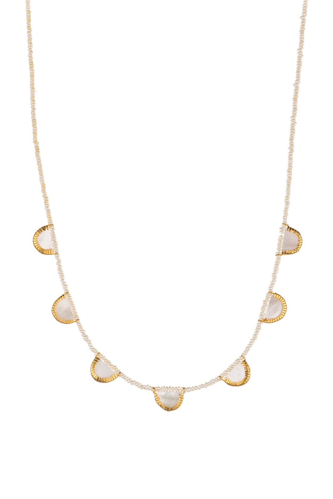 Egyptian Deco Mother Of Pearl Necklace With Freshwater Pearls