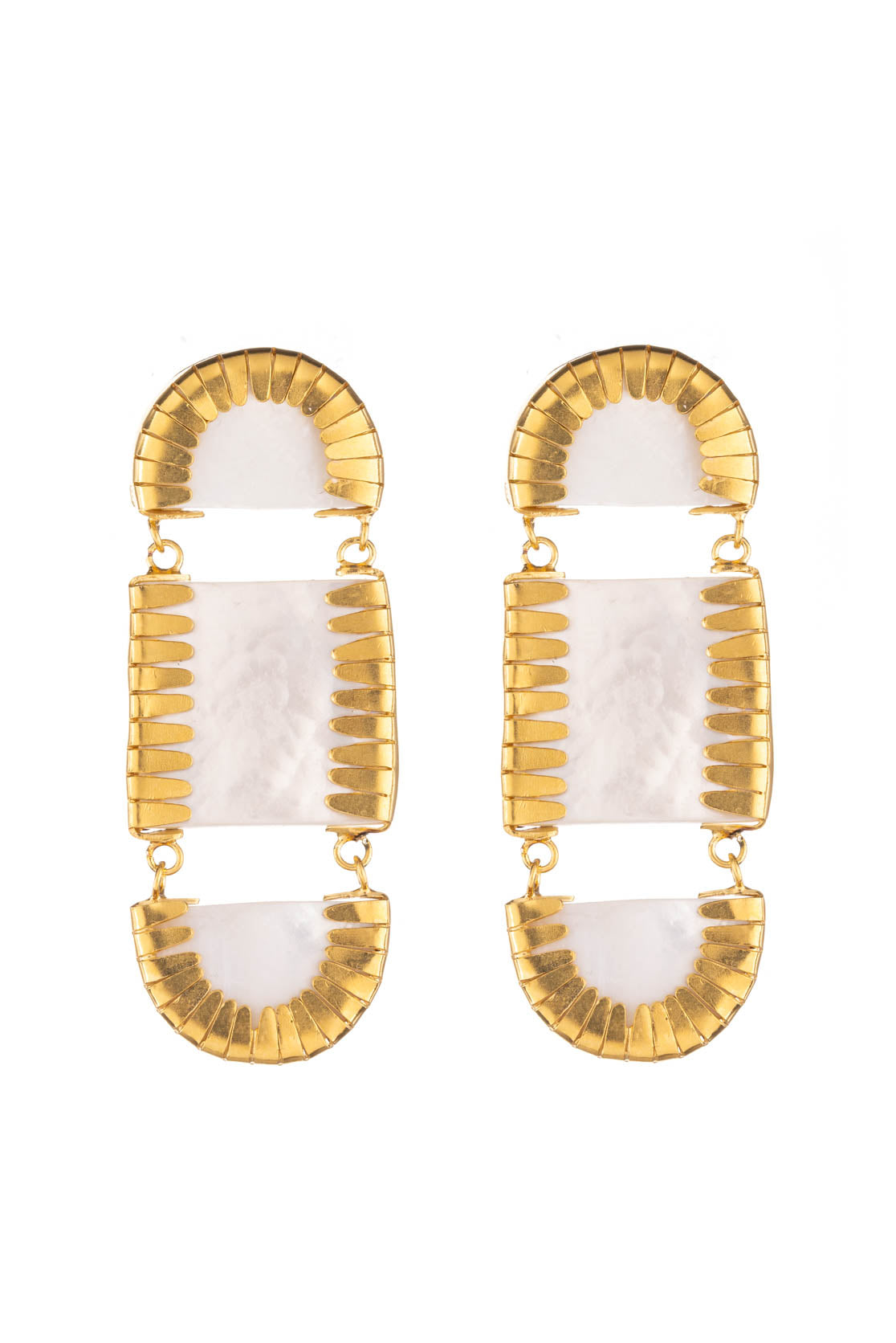 Egyptian Deco Mother Of Pearl Statement Earrings