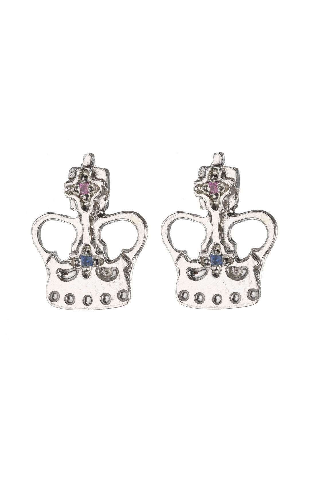 Crown Stud Earrings In Sterling Silver And Gold Vermeil With Gemstones