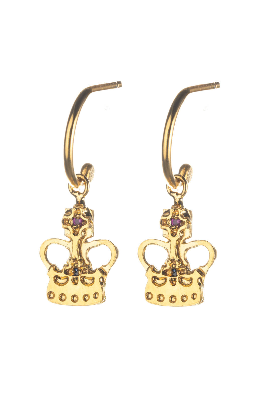 Crown Huggie Earrings In Sterling Silver And Gold Vermeil