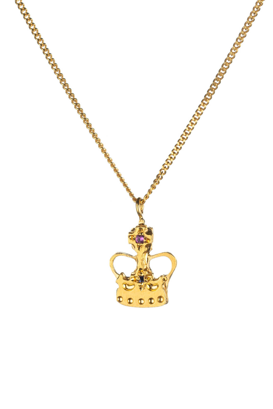 Crown Pendant In Sterling Silver And Gold Vermeil