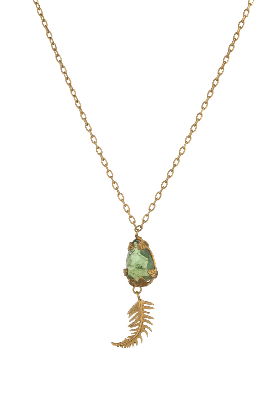 Tourmaline Necklace With Fern Drop - green