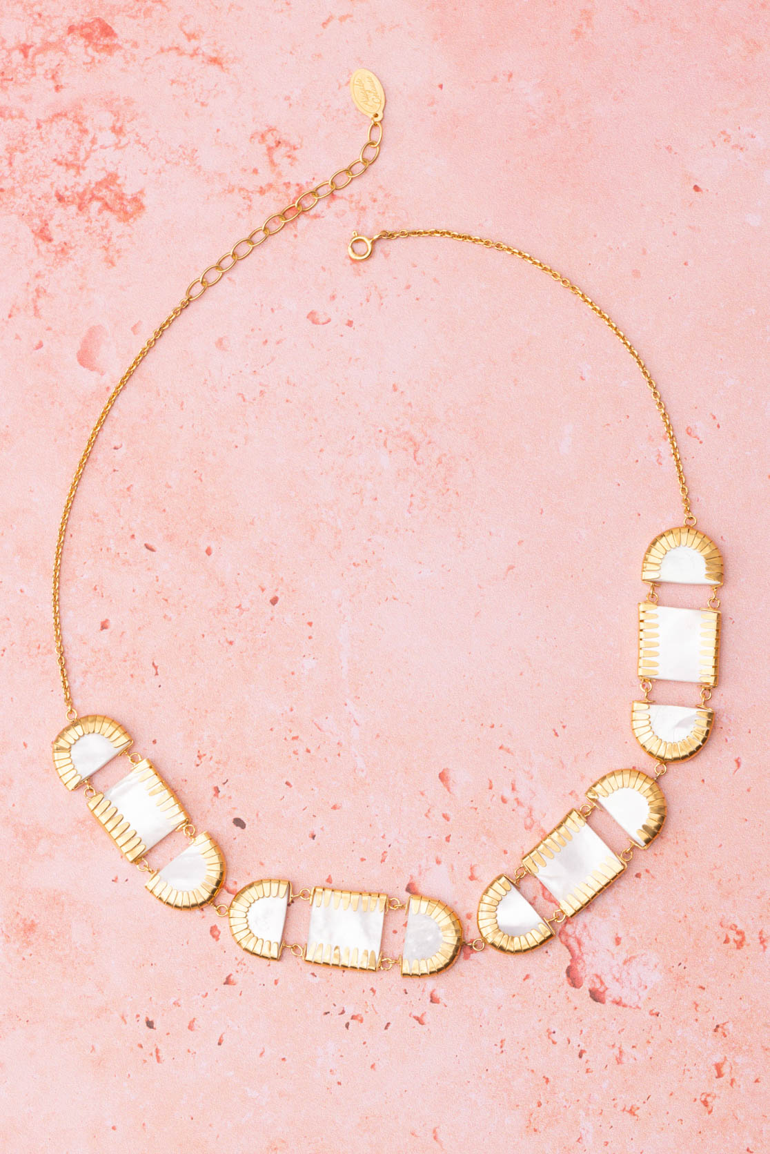 Egyptian Deco Mother Of Pearl Statement Necklace