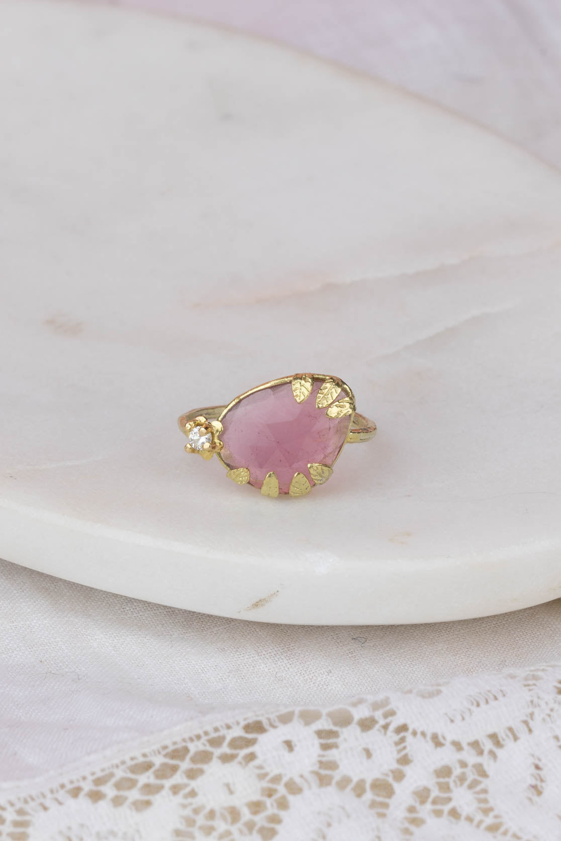 One-of-a-kind 18ct Gold, Pink Tourmaline And Diamond Ring