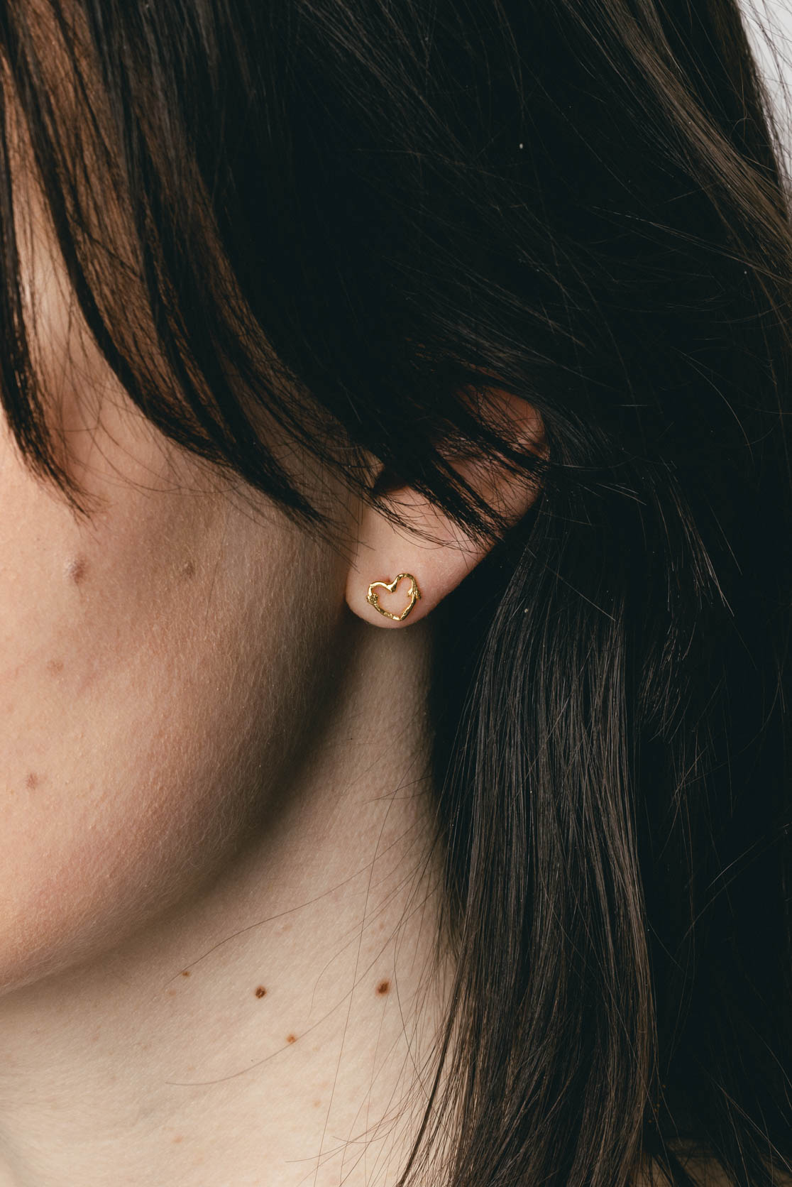 Silver Twig Heart Stud Earrings