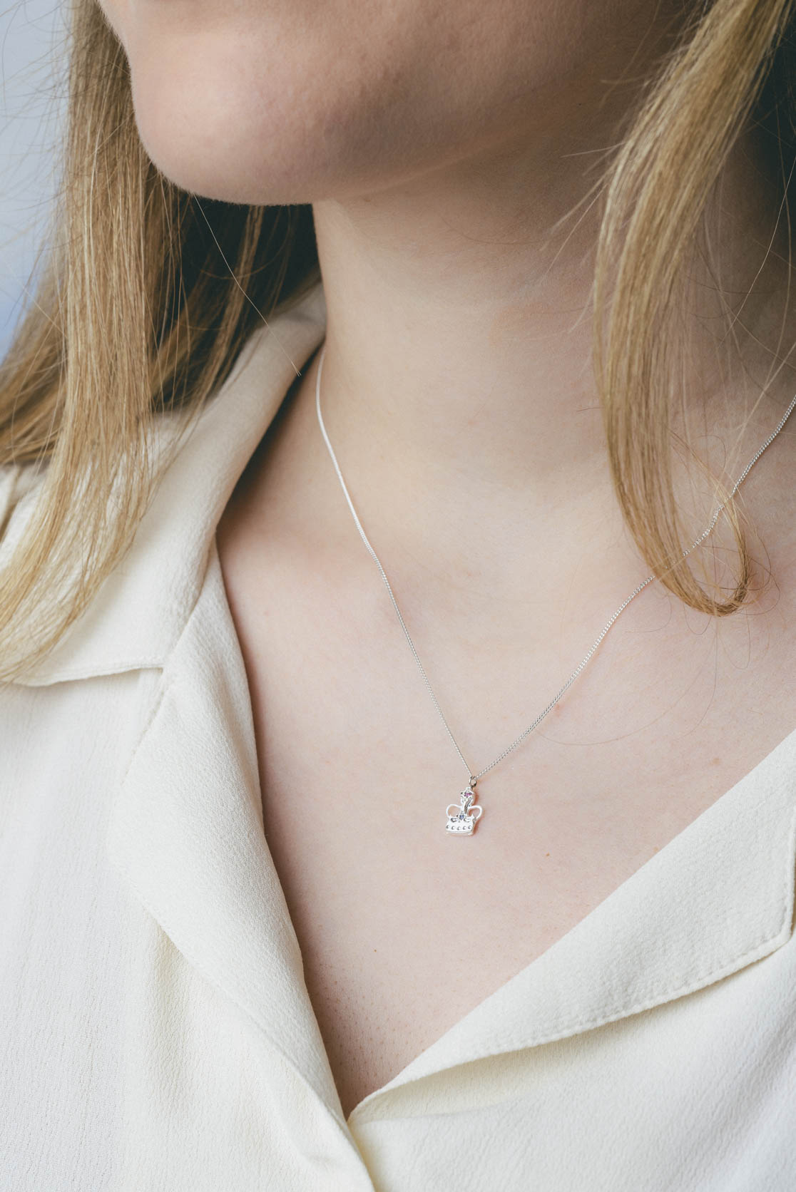 Crown Pendant In Sterling Silver And Gold Vermeil