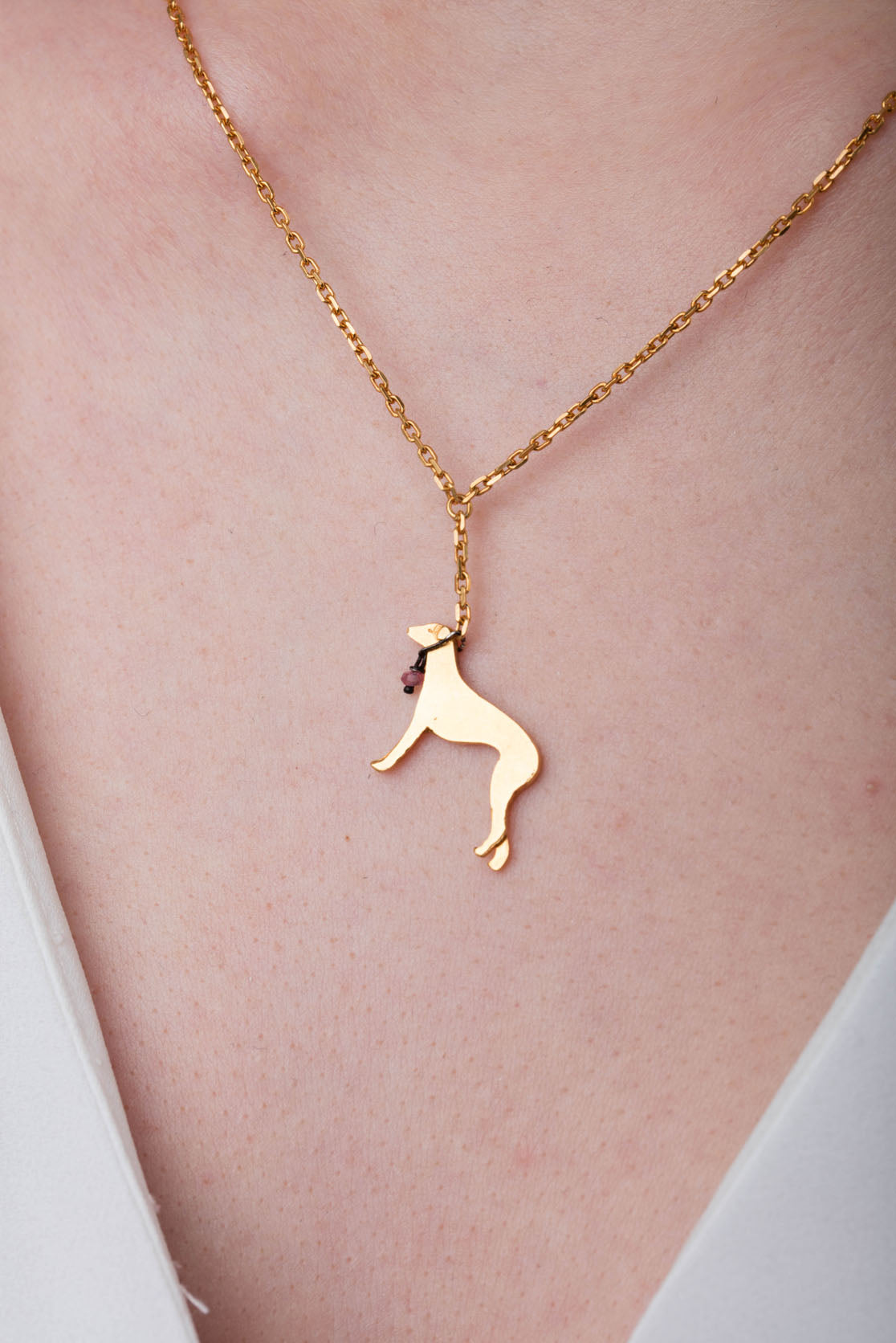 Greyhound Necklace in silver, gold plate or black