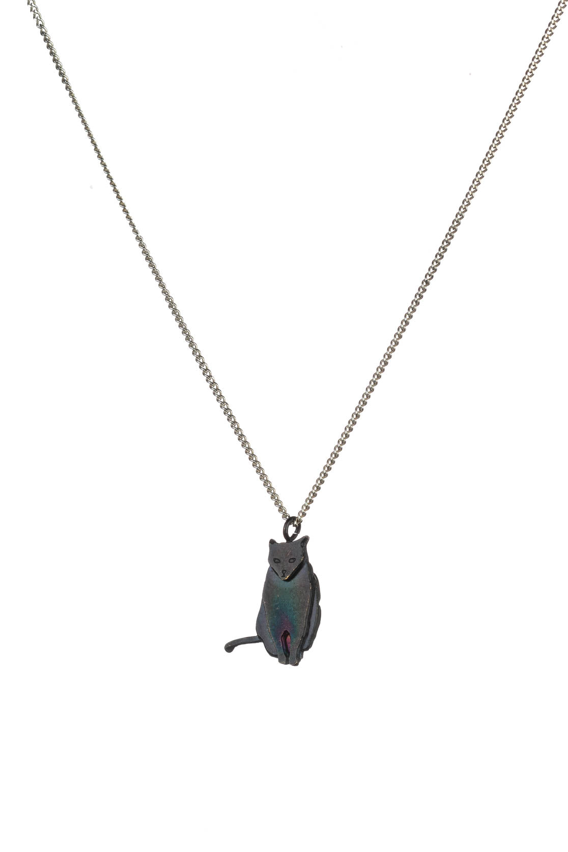 Sitting Cat Necklace In Silver, Goldplate Or Black