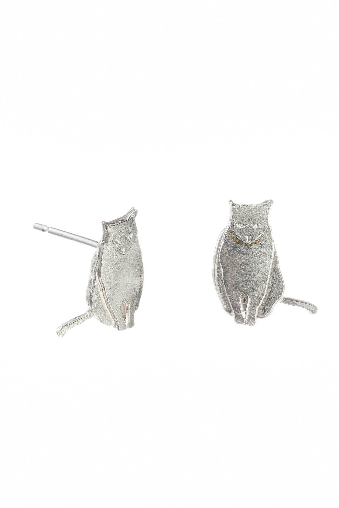 Sitting Cat Stud Earrings - Large In Silver, Goldplate or Black