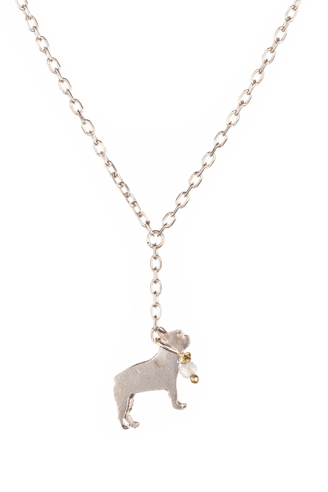 French bulldog on a lead necklace