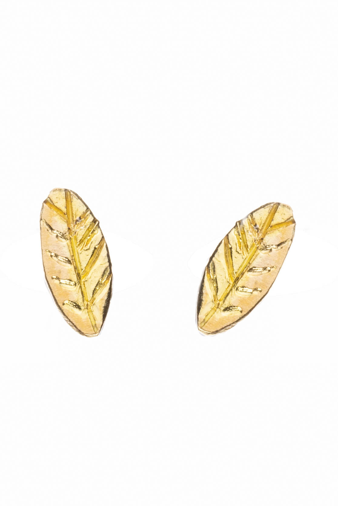 Tiny Leaf Earrings In Solid 18ct Gold