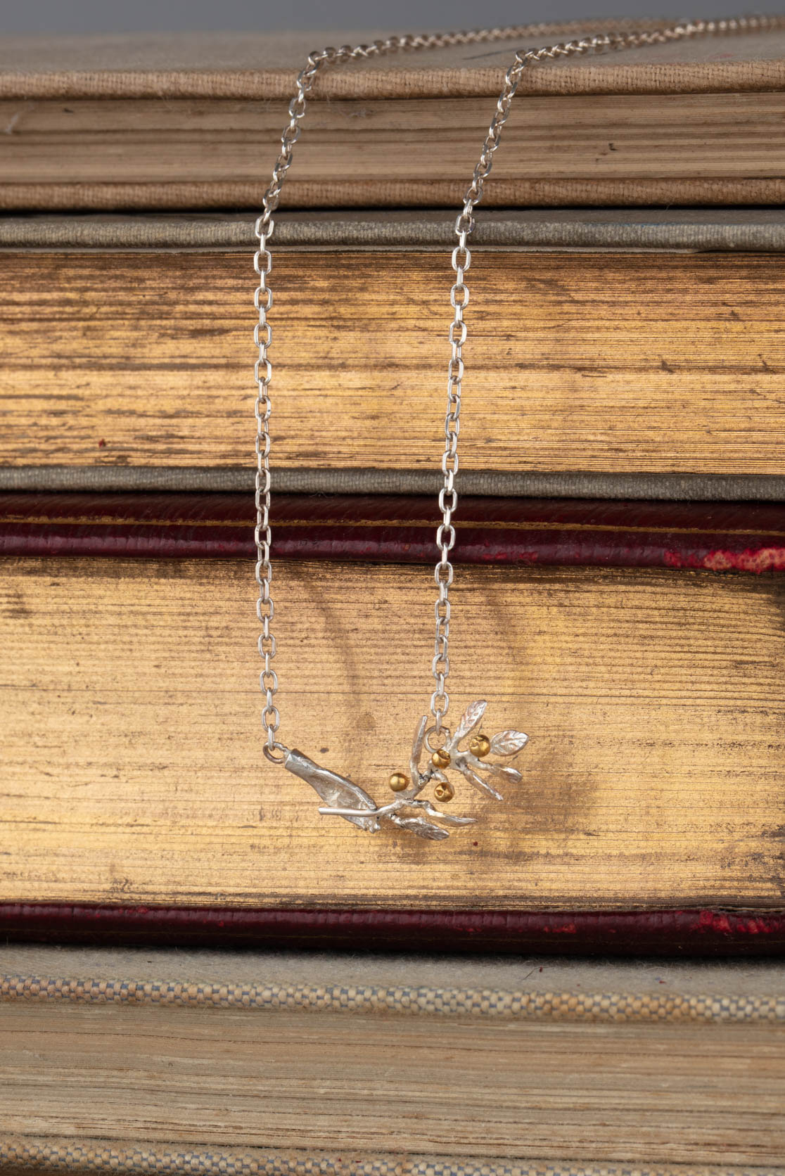 Offering An Olive Branch Necklace In Sterling Silver &amp; Goldplate