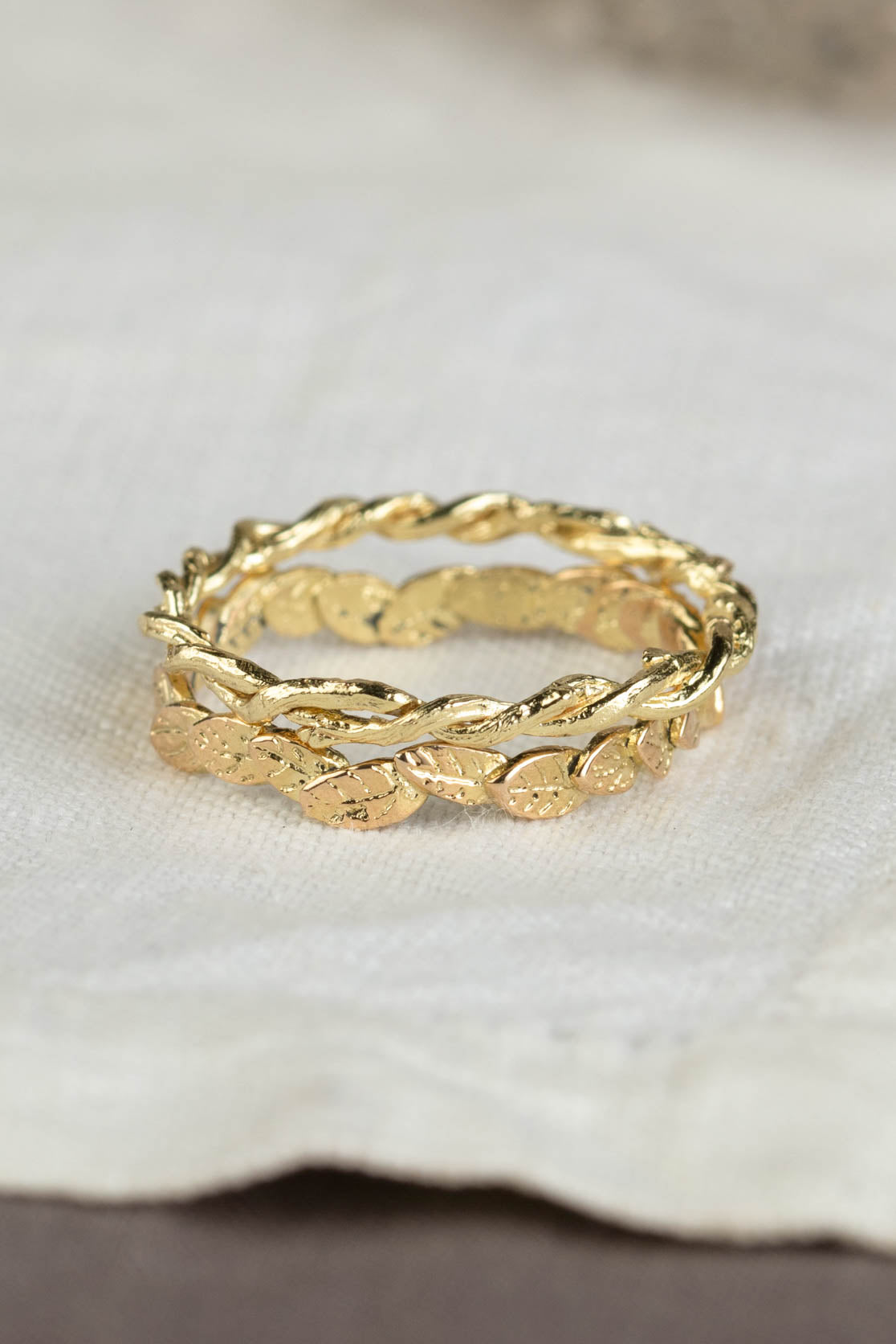 stacking twig ring in solid 18ct gold