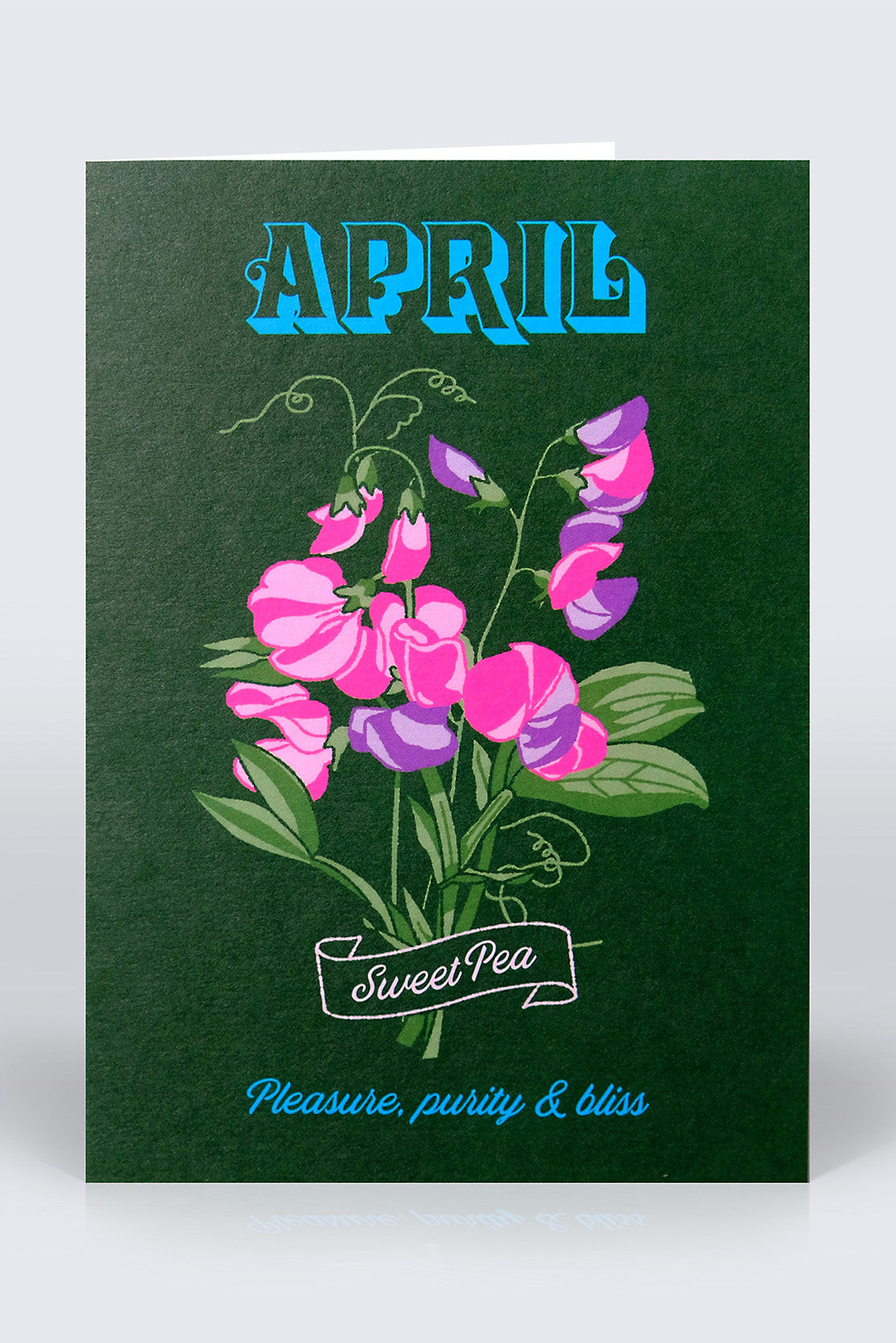 April birthday card with sweet pea flowers