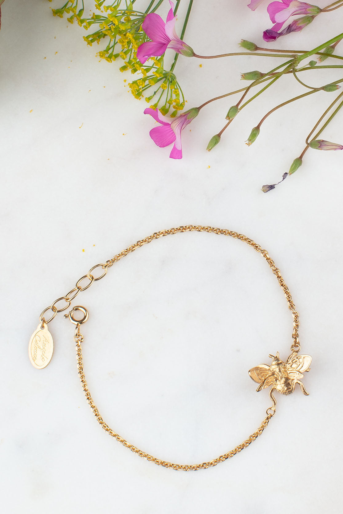 Handmade Bee Bracelet in Sterling Silver and Gold