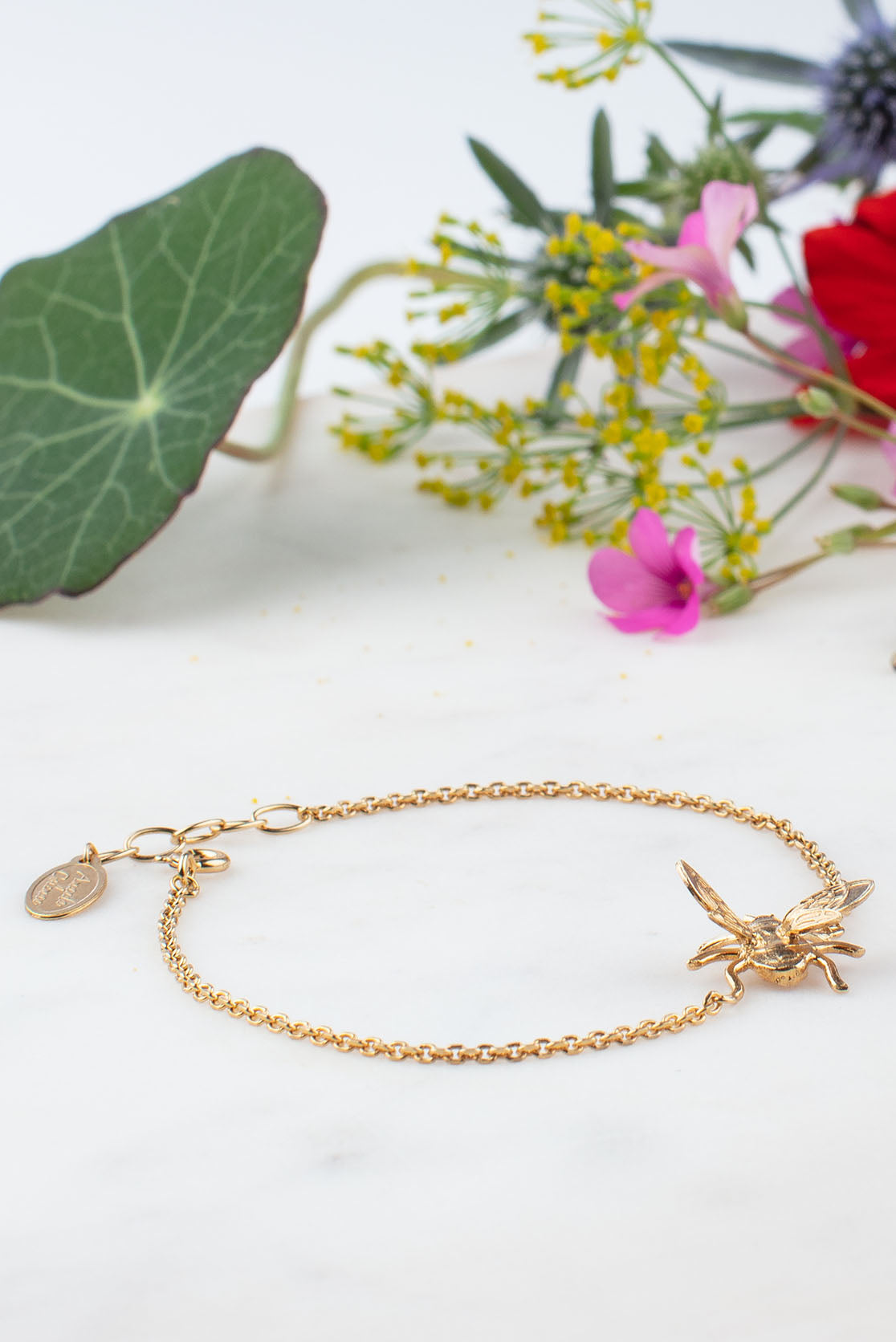 Handmade Bee Bracelet in Sterling Silver and Gold